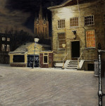 fietssporen in de sneeuw, 120x120cm, 2002